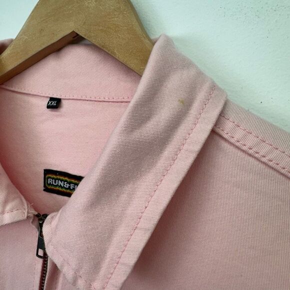 Run and Fly Women’s Pastel Pink Cotton Twill Zip Up Boiler Long Sleeve Jumpsuit - Picture 7 of 11